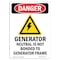 Signmission Safety Sign, OSHA Danger, 5" Height, Generator Neutral, Portrait OS-DS-D-35-V-2206 - alternate 1